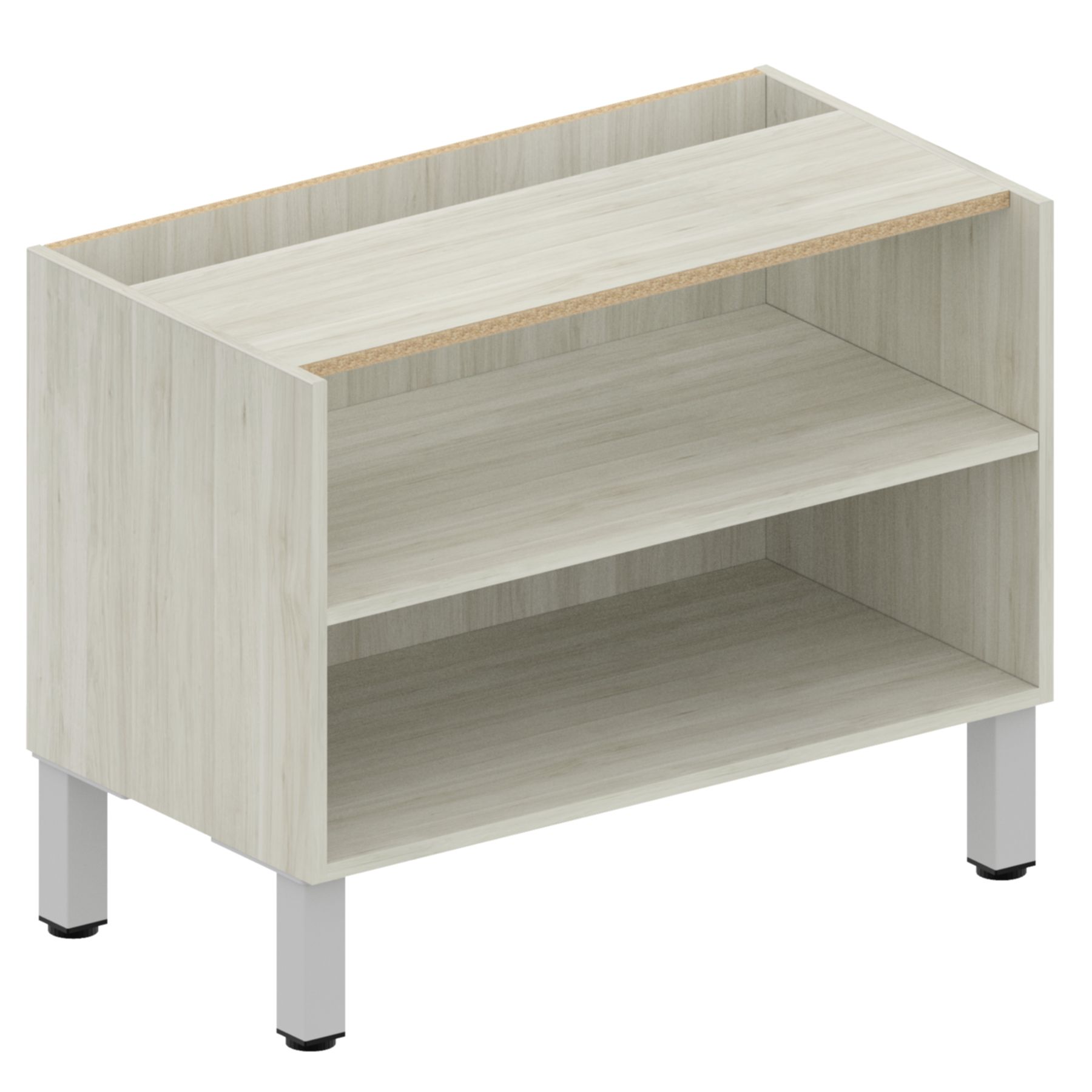 Levels Open Cabinet with Storage Riser – No Top