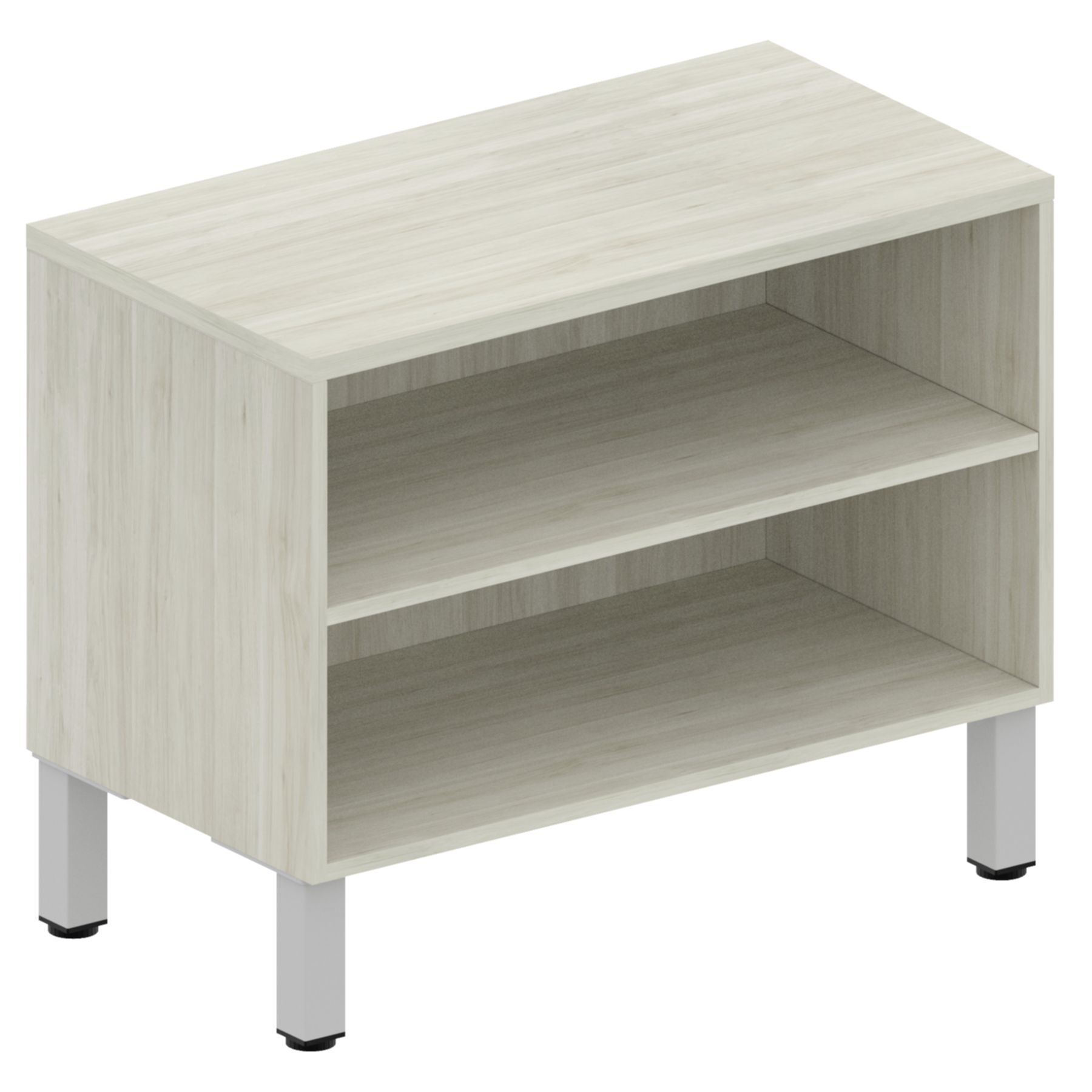 Levels Open Cabinet with Storage Riser