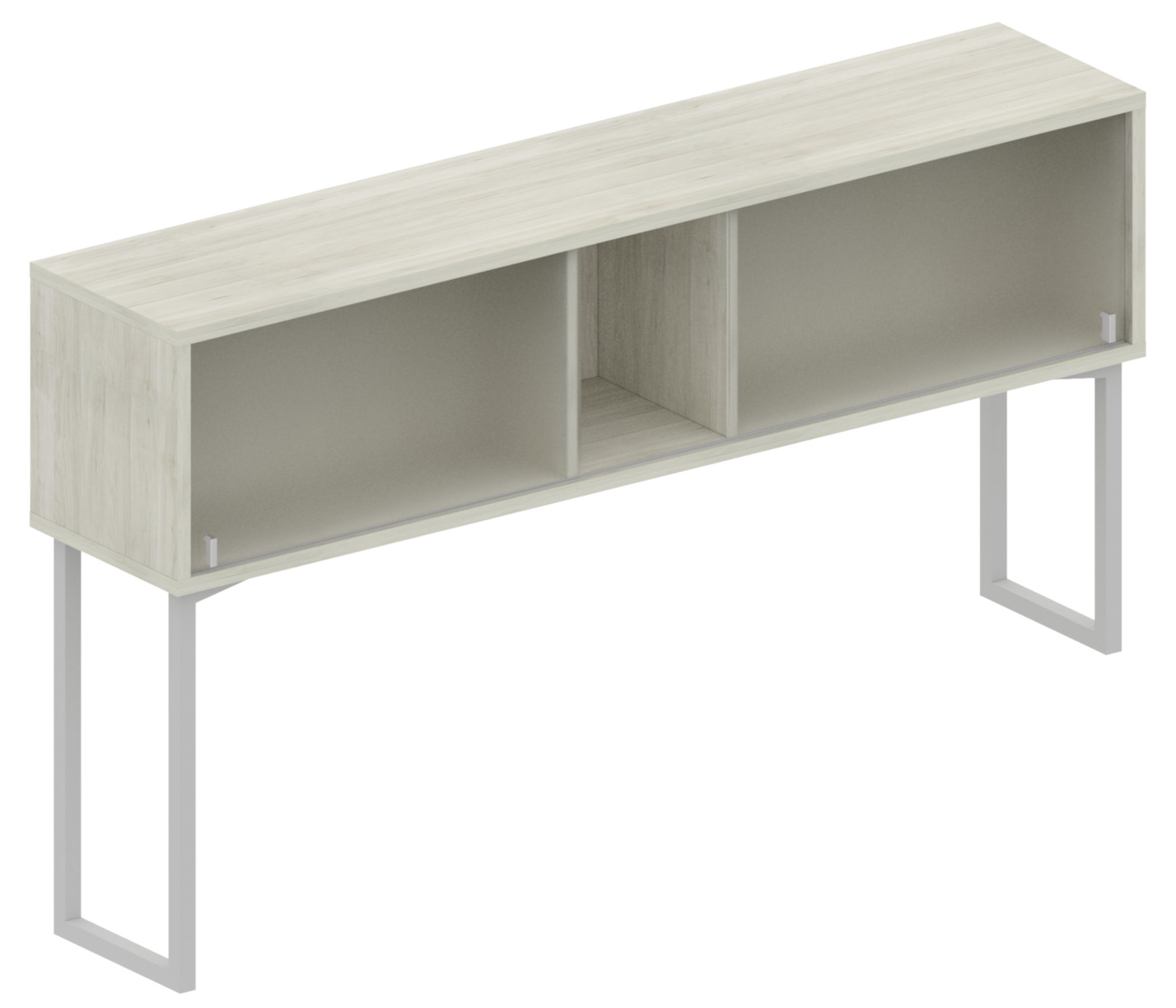 Levels Tiered Hutch with Metal Supports –  Plexi Bi-Pass Doors